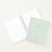 Carnet Monogramme d'or moderne Sage Green (Intérieur)