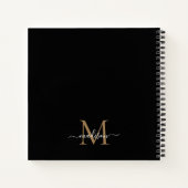 Carnet Monogramme d'or noir élégant Nom initial du script (Dos)