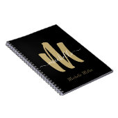 Carnet monogramme d'or noir moderne nom commercial initia (Côté Droit)