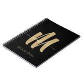 Carnet monogramme d'or noir moderne nom commercial initia (Côté gauche)