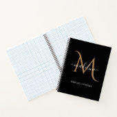 Carnet Monogramme d'or noir moderne simple (Intérieur)