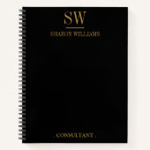 Carnet Monogramme d'or noir professionnel initial (Devant)