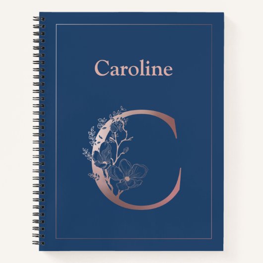 Carnet Monogramme d'or Rose personnalisé C initial (Devant)