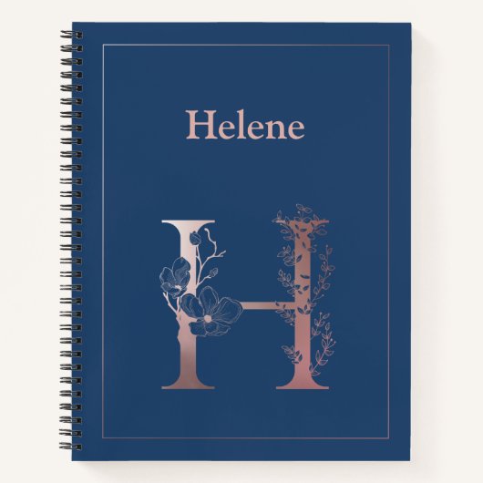 Carnet Monogramme d'or Rose personnalisé H initial (Devant)