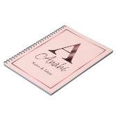 Carnet Monogramme d'or Rose personnalisé | Rose (Côté gauche)
