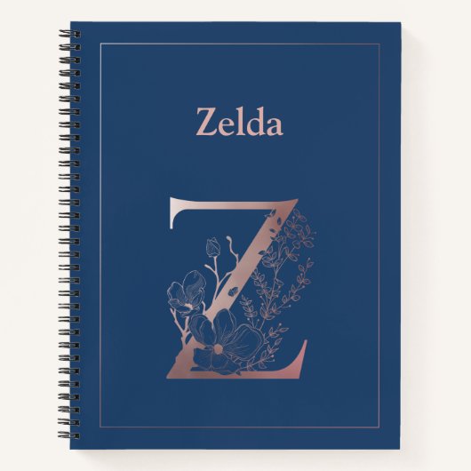 Carnet Monogramme d'or Rose personnalisé Z initial (Devant)