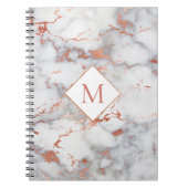 Carnet Monogramme d'or rose sur texture marbré (Devant)