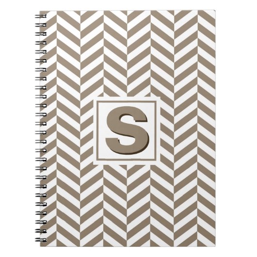 Carnet Monogramme d'os de cerf blanc tan (Devant)