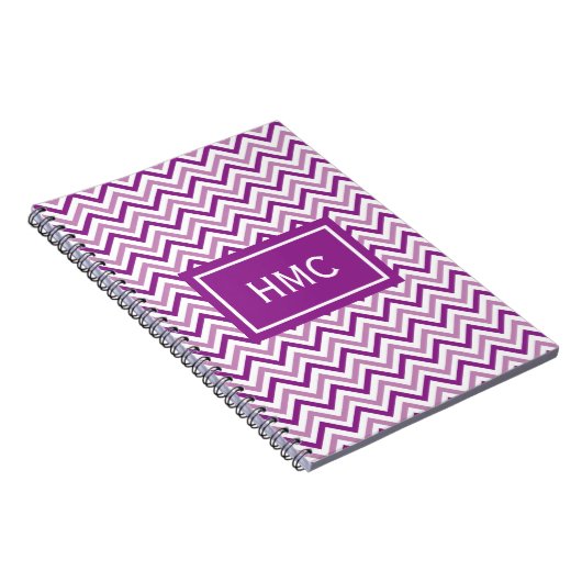 Carnet Monogramme double violet Chevron (Côté Droit)