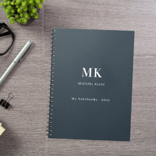 Carnet monogramme du nom gris du charbon