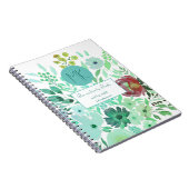 Carnet Monogramme Écriture Aqua Vert Floral Aquarelle (Côté Droit)