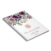 Carnet Monogramme Écriture Bordeaux Floral Aquarelle  (Côté Droit)