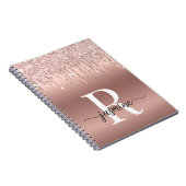 Carnet Monogramme écriture rose or métal paillettes coulu (Côté Droit)