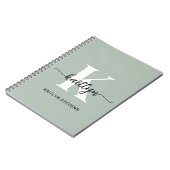 Carnet Monogramme écriture vert sauge (Côté gauche)