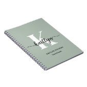 Carnet Monogramme écriture vert sauge (Côté Droit)