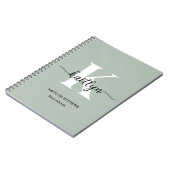 Carnet Monogramme écriture vert sauge (Côté gauche)