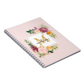Carnet Monogramme Elegant Aquarelle Rose Floral Botanique (Côté Droit)