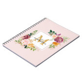 Carnet Monogramme Elegant Aquarelle Rose Floral Botanique (Côté gauche)