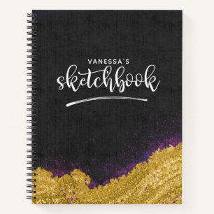 Carnet Monogramme Elégant Artiste Noir Sketchbook Avec No