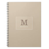 Carnet Monogramme élégant beige de nom personnalisé (Devant)