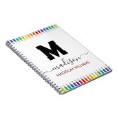 Carnet Monogramme Élégant blanc noir Script Bureau École (Côté Droit)
