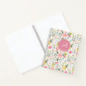 Carnet Monogramme élégant de nom motif floral personnalis (Intérieur)