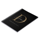 Carnet Monogramme élégant en écriture dorée moussue noir (Côté gauche)