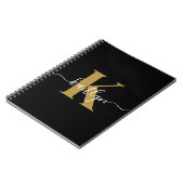 Carnet Monogramme élégant en or noir Script (Côté gauche)