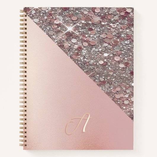 Carnet Monogramme Élégant en Or Rose (Devant)