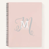 Carnet Monogramme élégant et nom calligraphie rose (Devant)