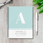 Carnet Monogramme élégant et simple vert menthe