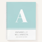 Carnet Monogramme élégant et simple vert menthe (Devant)