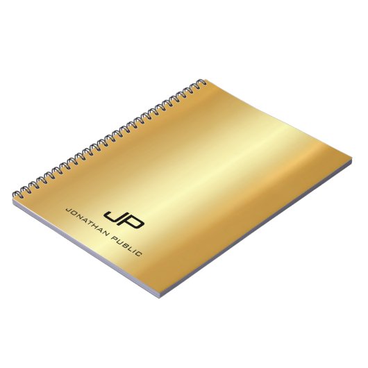 Carnet Monogramme Elégant Faux Gold Modèle Moderne tendan (Côté gauche)