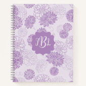 Carnet Monogramme Élégant Floral (Devant)