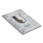 Carnet Monogramme élégant Goth moderne Noir Rose U Noteb (Côté Droit)