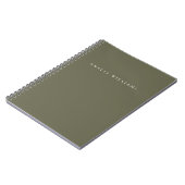 Carnet Monogramme élégant minimaliste vert olive (Côté gauche)