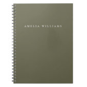 Carnet Monogramme élégant minimaliste vert olive (Devant)