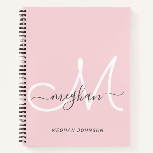Carnet Monogramme élégant moderne écriture blanche rose p (Devant)
