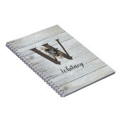 Carnet Monogramme Élégant Moderne Goth Noir Rose W (Côté Droit)