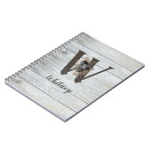Carnet Monogramme Élégant Moderne Goth Noir Rose W (Côté gauche)