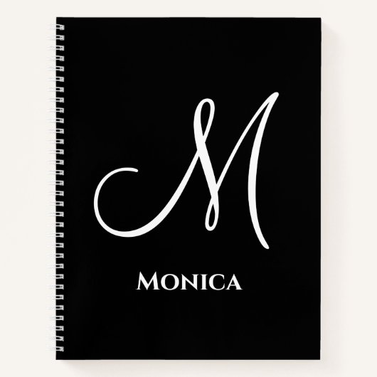 Carnet Monogramme élégant noir et blanc (Devant)