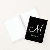 Carnet Monogramme élégant noir et blanc (Intérieur)