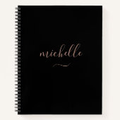 Carnet Monogramme élégant noir or script (Devant)