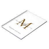 Carnet Monogramme Élégant Noir Or Script Bureau École (Côté gauche)
