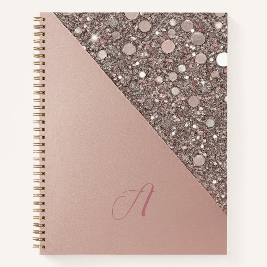 Carnet Monogramme élégant or rose (Devant)