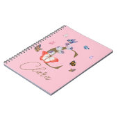 Carnet Monogramme élégant papillon coloré Floral (Côté gauche)