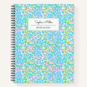 Carnet Monogramme élégant peau de léopard aquarelle verte (Devant)