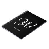 Carnet Monogramme élégant personnalisé initial noir (Côté gauche)