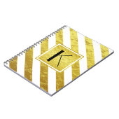 Carnet Monogramme élégant rayures or (Côté gauche)