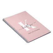 Carnet Monogramme élégant rose poudré gris (Côté Droit)